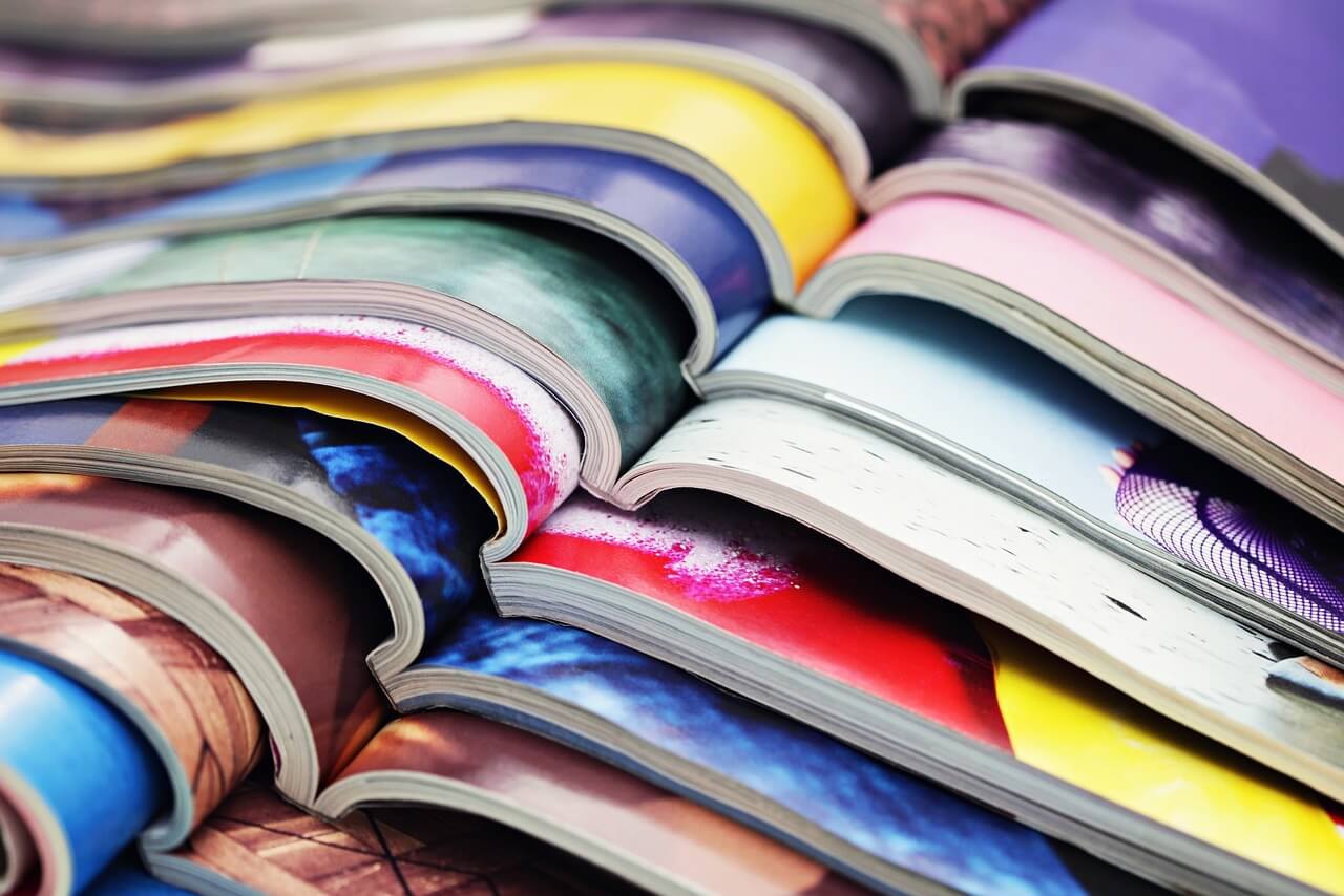 Stack of digitally printed magazines